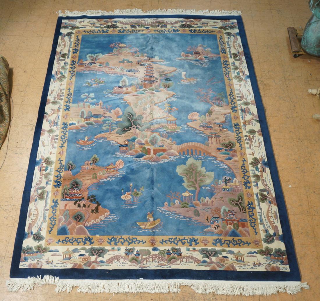 9' x 12'3 Sculptured Chinese Handmade Carpet Rug. (1 of 10)