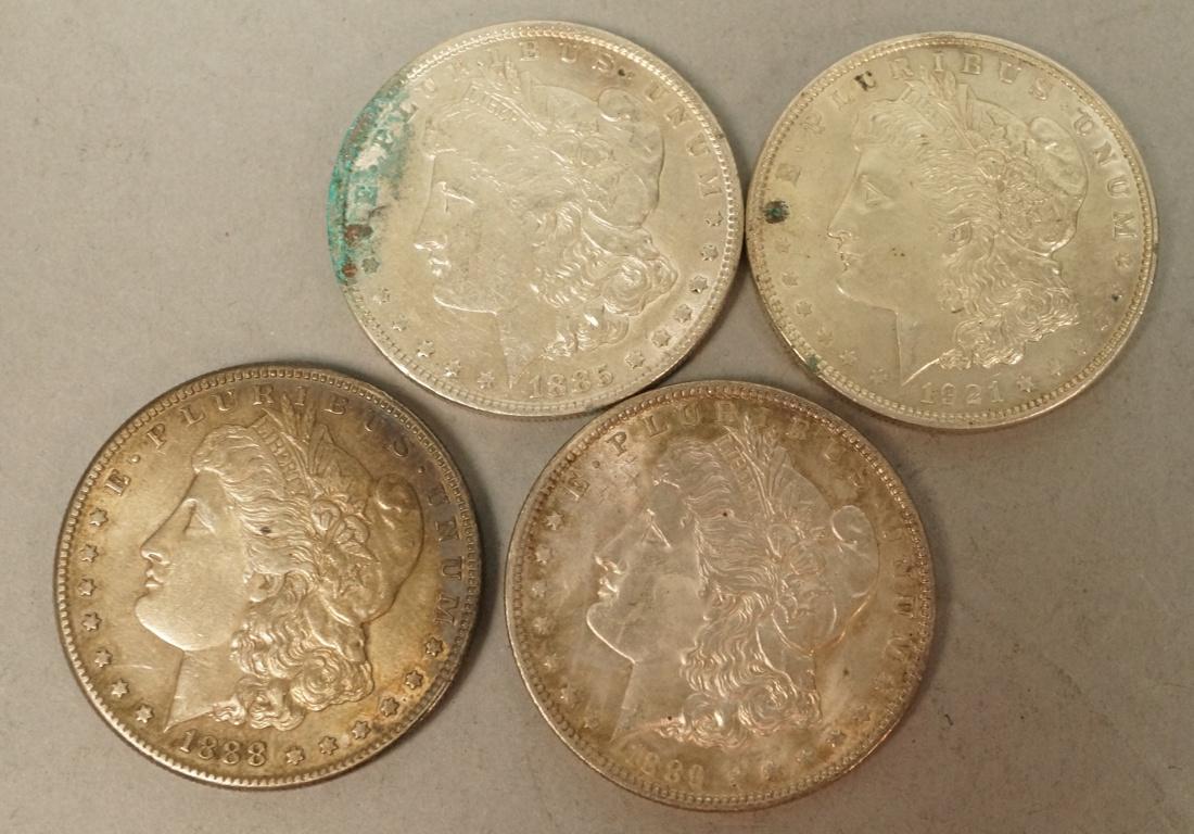 4pc American Morgan Silver Dollar Coins. 1921, 18 (1 of 7)