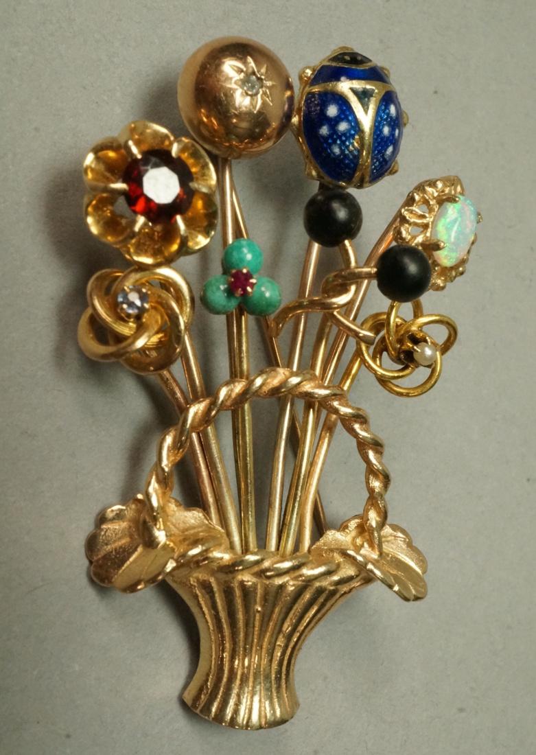 Antique 14K YG Gold Basket form Pin Brooch. Vario (1 of 6)
