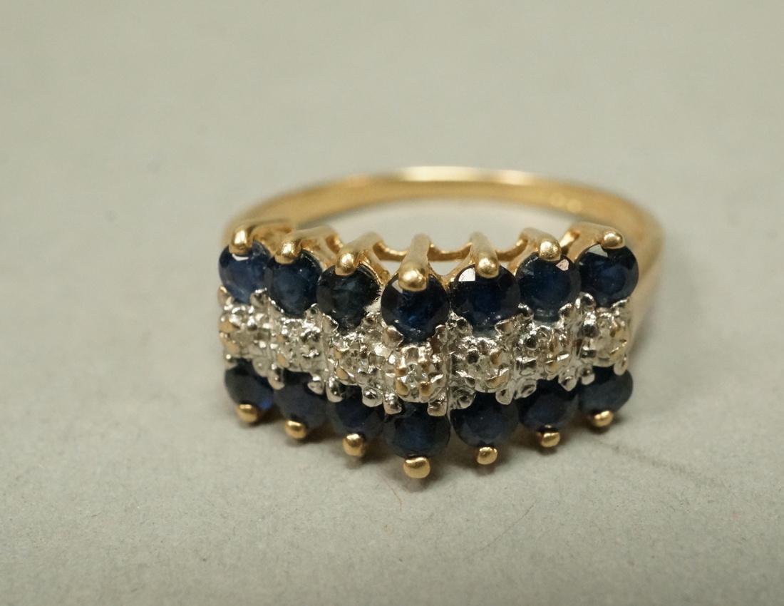 Sapphire & Diamond 10K YG Gold Ladies Ring. Two r (1 of 7)