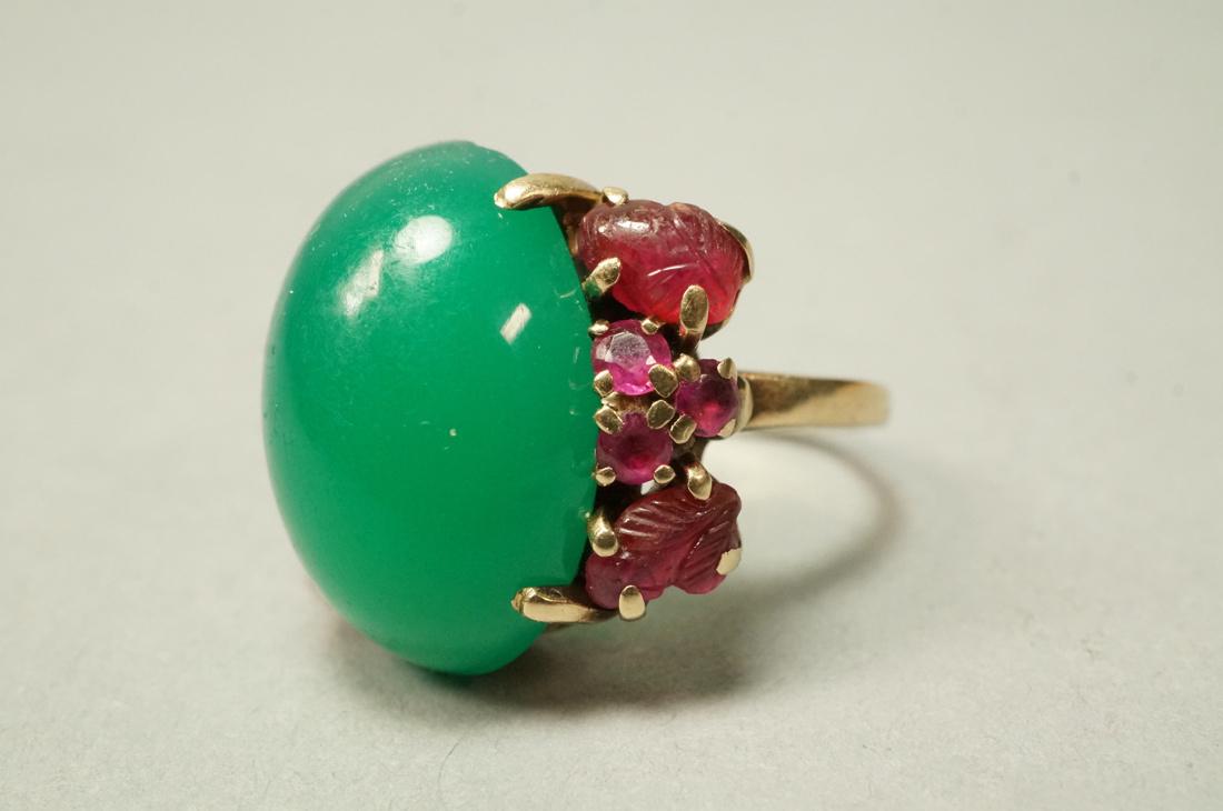 14K Gold YG Carved Ruby Ladies Ring. Large Caboch (1 of 5)