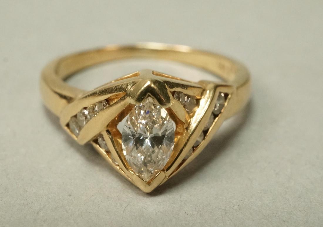 Ladies 14K Gold Marquise Diamond Ring. Nice size (1 of 5)