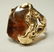 Heavy Brutalist 14K Gold Mens Ring. Raw Amber col