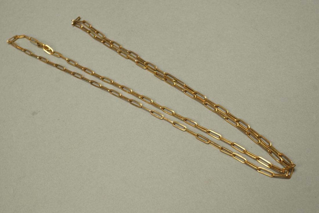 CARTIER 18K YG Gold Link Necklace. JEAN DIHN VAN.: CARTIER 18K YG Gold Link Necklace. JEAN DIHN VAN. Narrow chain link necklace. Marked.-- Dimensions: : L: 19 inches--- Weight: 9.5 DWT --- US Shipping charge: $10