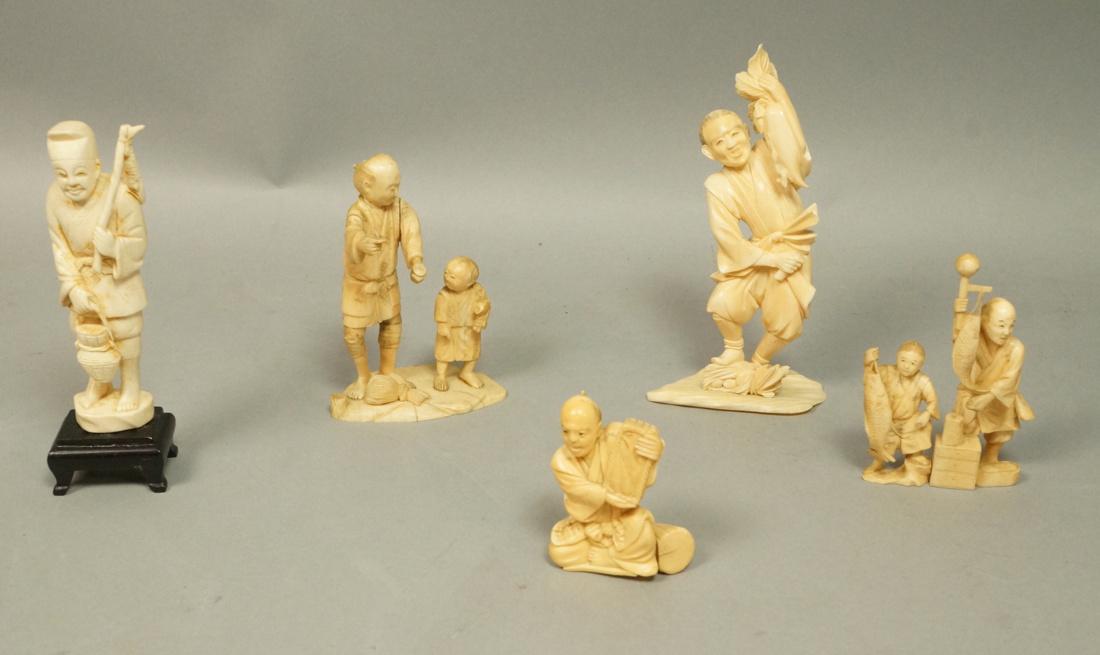 5pcs Chinese Carved Figures Sculptures. Range of (1 of 8)