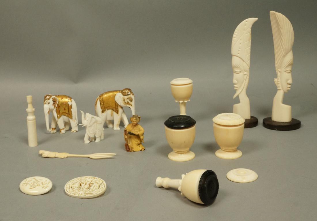 14pc Eastern & African Carvings. Netsuke. Two Pin (1 of 7)