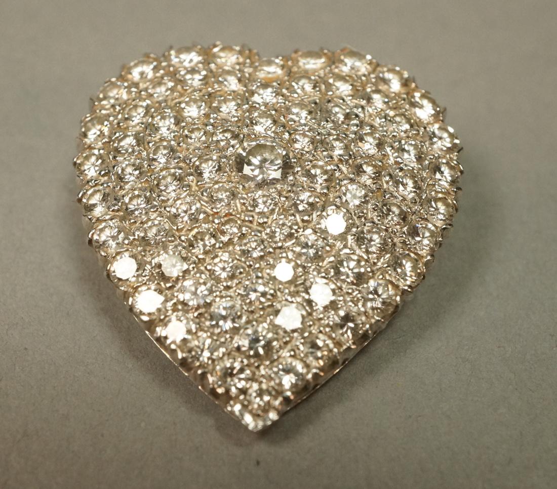 3ct Diamond and Gold Heart Brooch Pin Pendent. Ap (1 of 4)