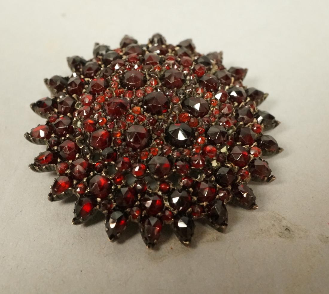Victorian Garnet Sunburst Pin.  Deep red garnets. (1 of 4)