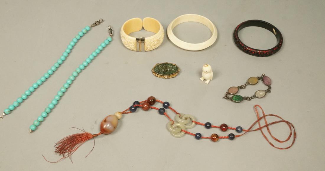 9 pcs Asian Style Jewelry.  3 Bangle Bracelets(2 (1 of 8)