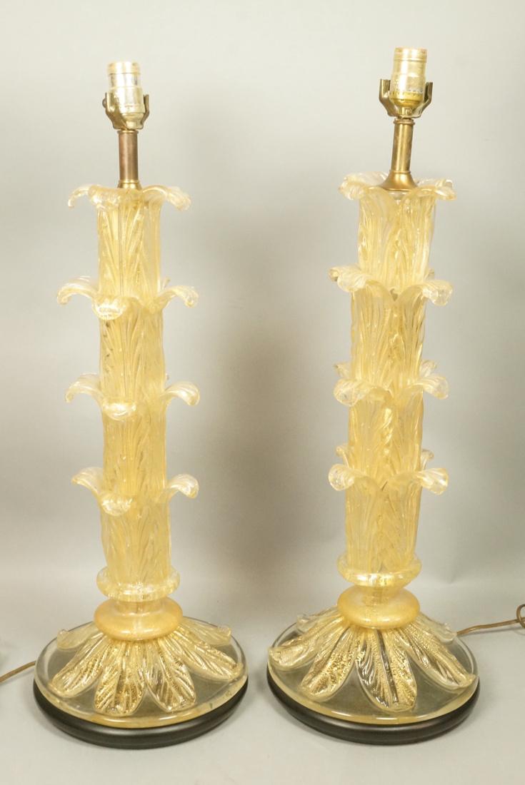 Pr Large Murano Art Glass Table Lamps. Palm tree (1 of 10)