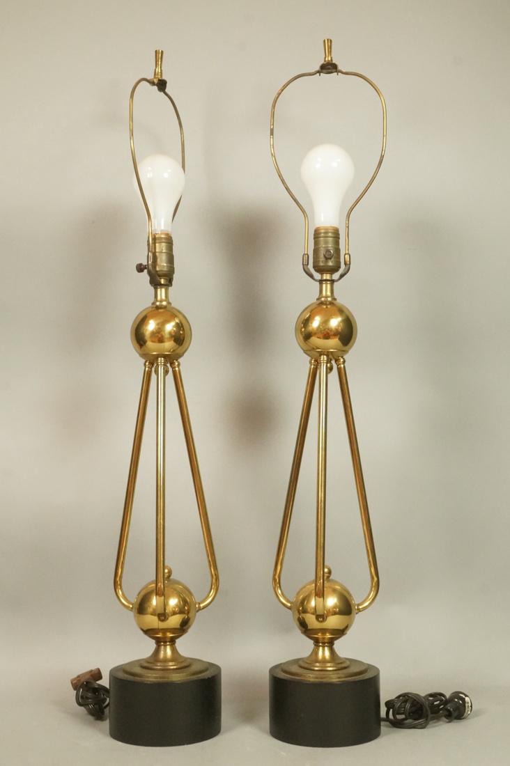Pr Modern Brass Table Lamps. Double brass spheres (1 of 7)