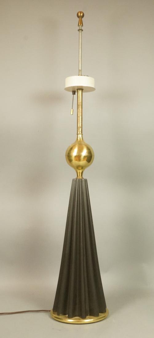 Modernist Pleated Black Metal Table Lamp. Brass b (1 of 6)