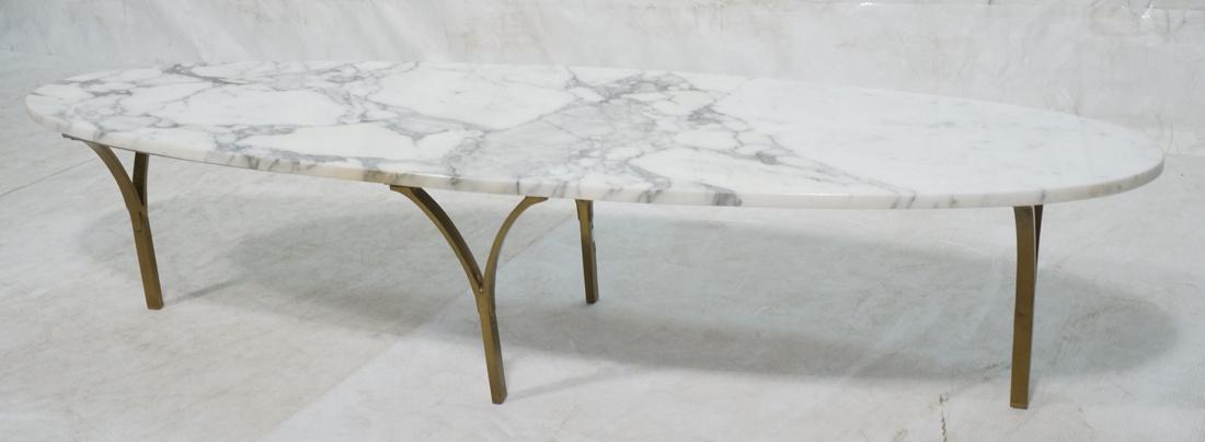 Oval White Marble Surfboard Coffee Table. Bronze (1 of 7)