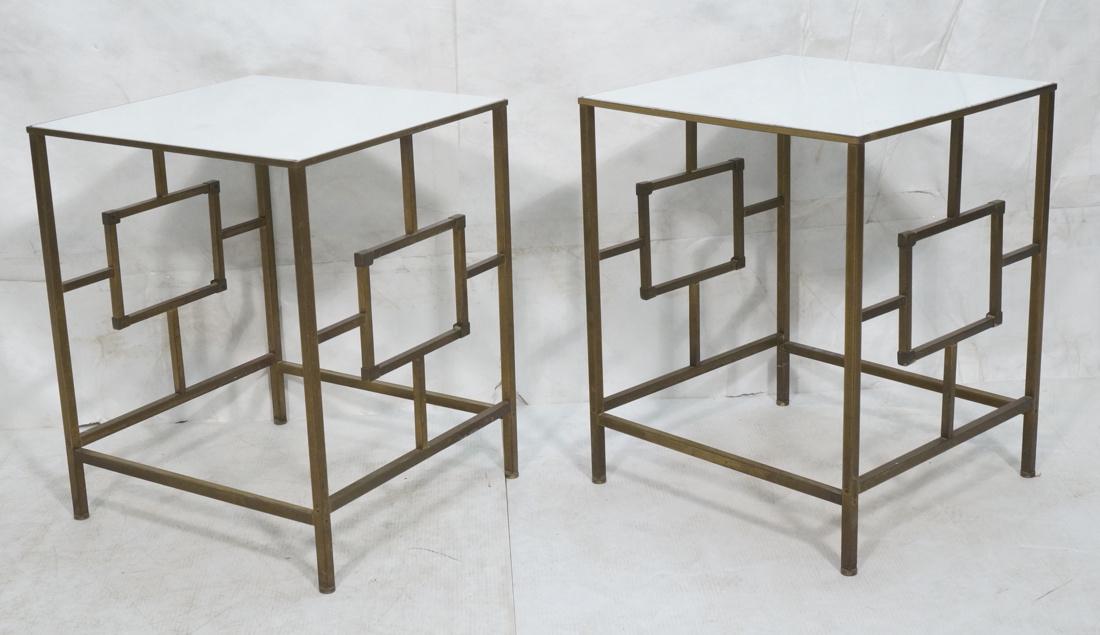 Pr Modernist Square Tube Side Tables Vitralite Gl (1 of 7)