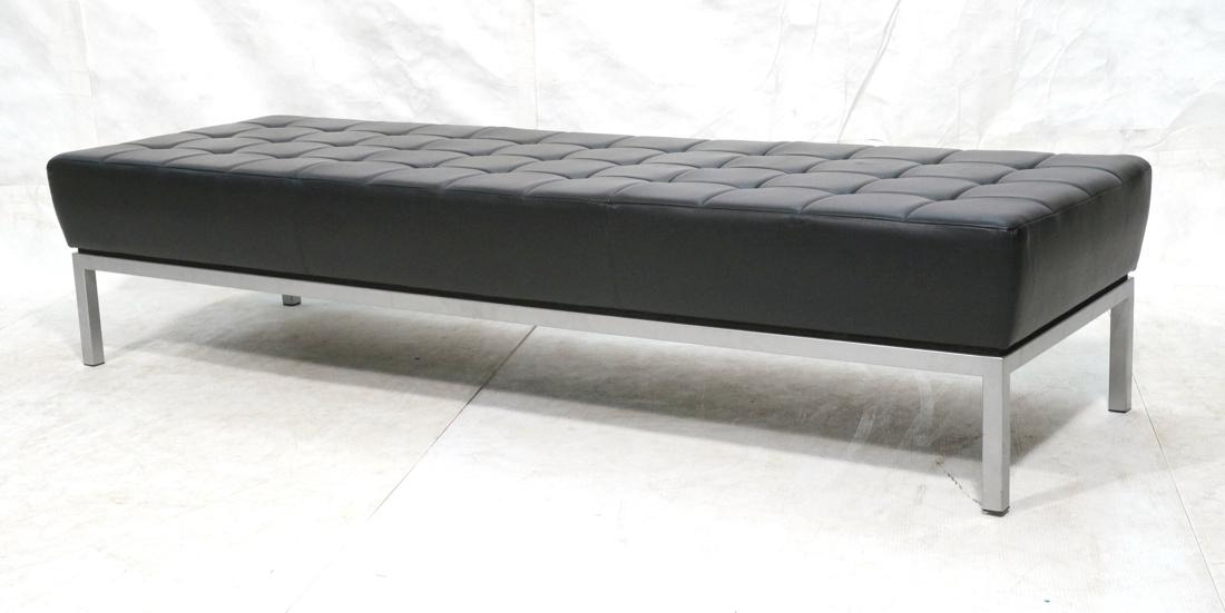 KRUG Black Leather Tufted Large Bench Seating. Sq (1 of 7)