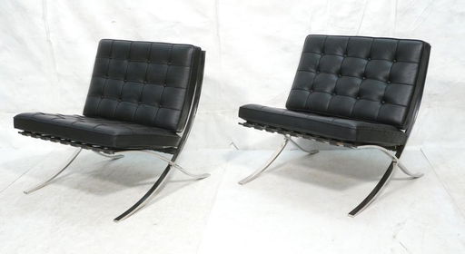 Pr Knoll Black Leather Barcelona Chairs Chrome Sabrina May 02 2017 Uniques Antiques Inc In Pa