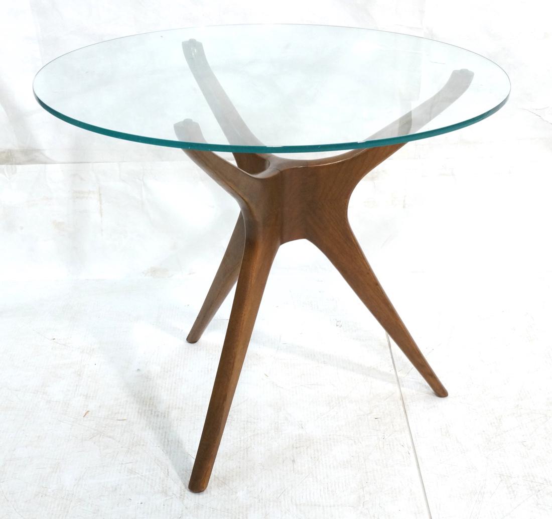 VLADIMIR KAGAN Walnut Glass Top Side Table. Elega (1 of 8)