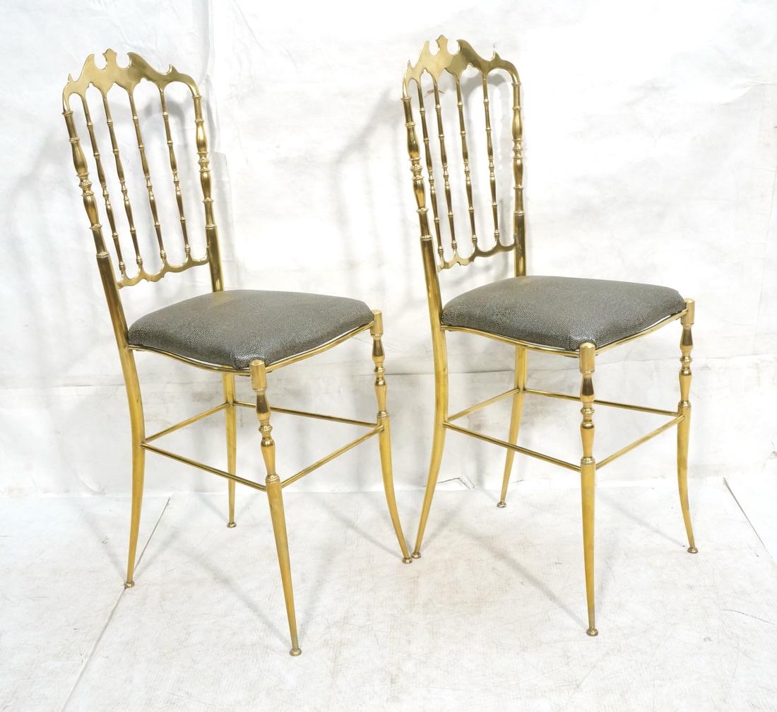 Pr Brass CHIAVARI Italian Spindle Back Chairs. Me (1 of 9)