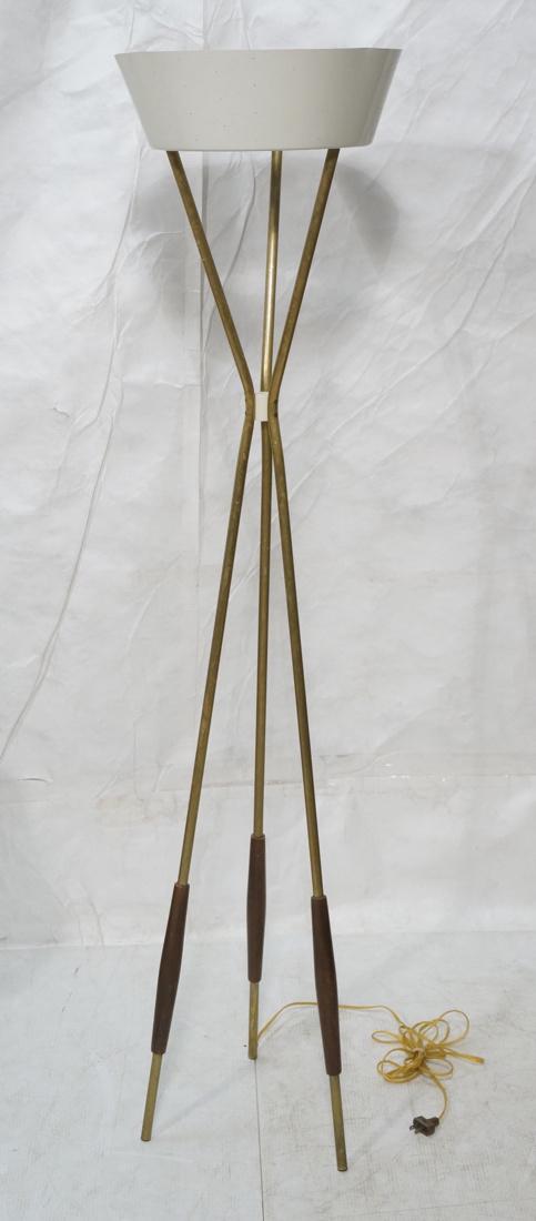 GERALD THURSTON Brass Wood Tripod Floor Lamp. 3 b (1 of 7)