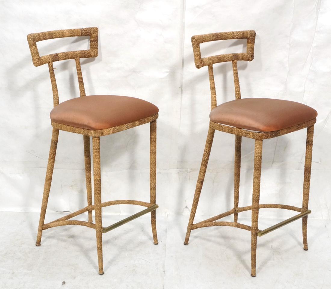 Pr Woven Wrapped Bar Stools. Solid metal construc (1 of 8)