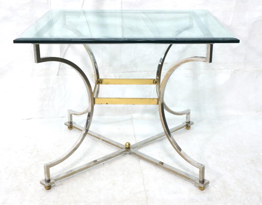 Bevel Glass Square Dining Table Chrome Frame with (1 of 7)
