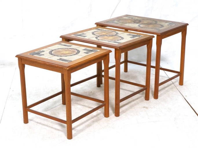 Set 3 Teak Nesting Tables. Modernist Tile Tops. O May 02, 2017