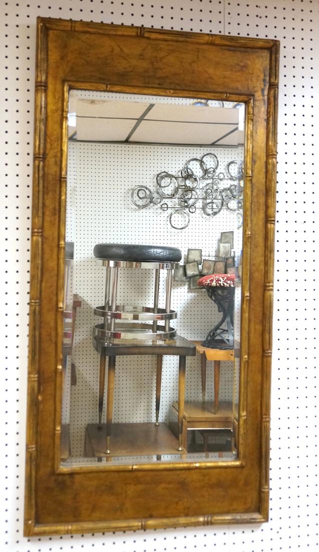 Gilt Faux Bamboo Wall Mirror. Beveled mirror. (1 of 6)