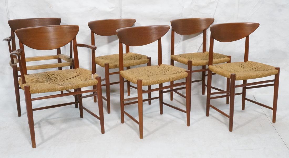 Set 6 PETER HVIDT Danish Teak Dining Chairs. Two Arms (1 of 9)