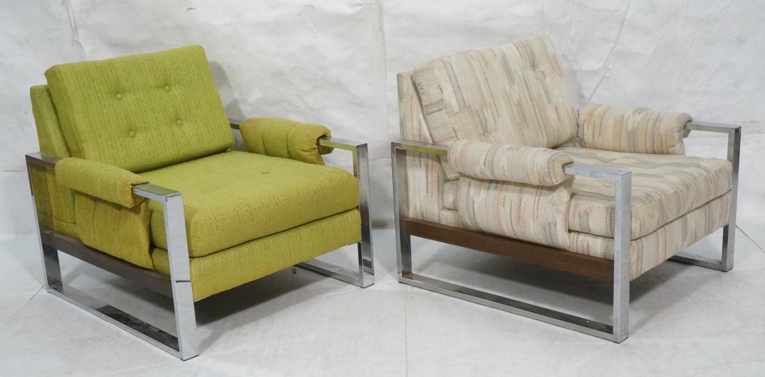 Pr Milo Baughman style Chrome Frame Lounge Chairs (1 of 10)