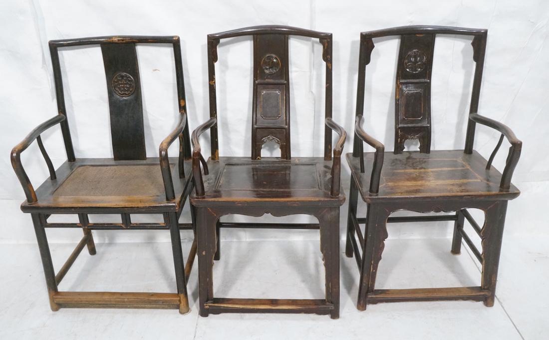 Lot 3 Carved Chinese Arm Chairs. HUANGHUALI. Chai (1 of 8)