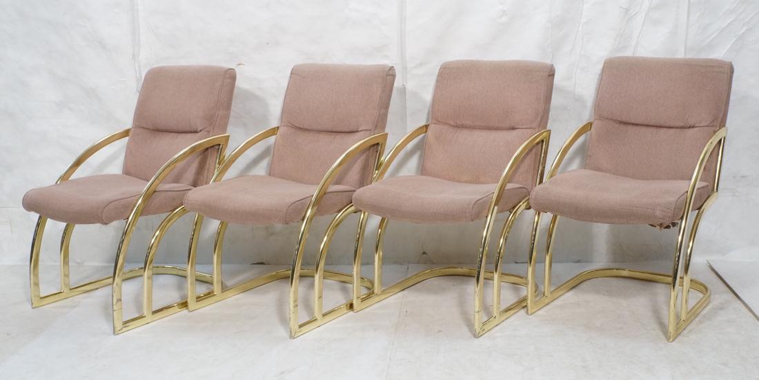 Set 4 Brass Tone Contemporary Dining Chairs. Doub (1 of 10)