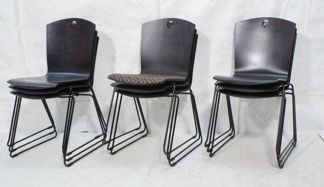 SET 9 LELAND Ebonized Stacking Nesting Chairs. Bl (1 of 9)
