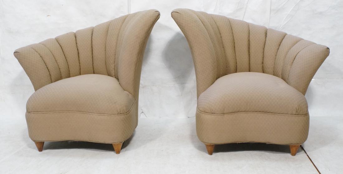 Pr Tufted Angled Fan Form Modern Lounge Chairs. D (1 of 10)