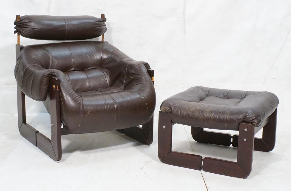 PERCIVAL LAFER BRAZIL Leather Lounge Chair & Ottoman (1 of 9)