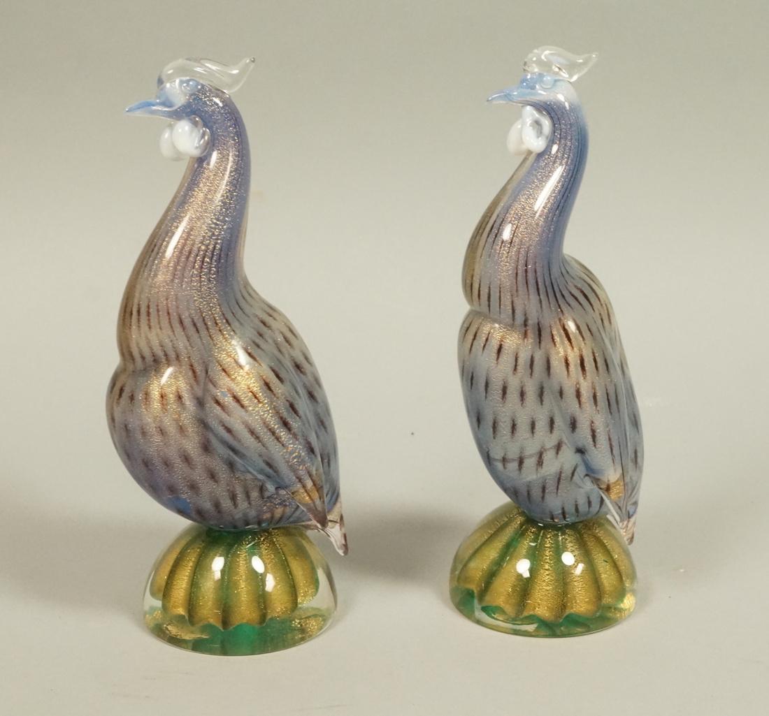 Pr Murano Italian Vintage Art Glass Birds.  Blue (1 of 8)