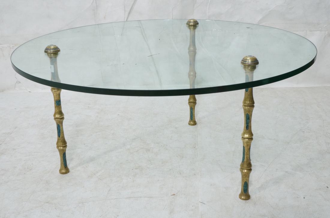 PEPE MENDOZA Bronze Faux Bamboo Glass Top Table. (1 of 7)