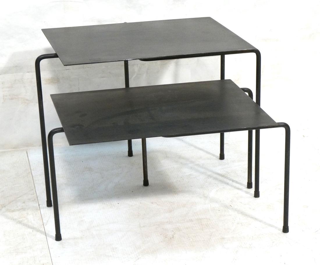 2pc Set Industrial Black Metal Nesting Tables. Ho (1 of 8)