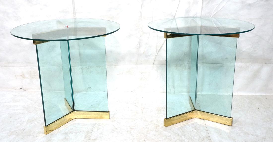 Pr Pace Glass Gold Tone Side Tables. Round glass (1 of 10)