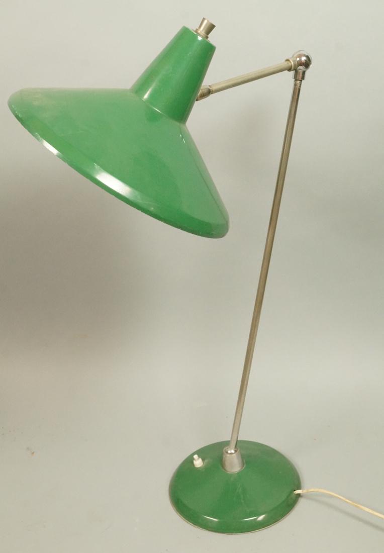 Green Enamel Shade Base Chrome Table Lamp. Adjust (1 of 6)