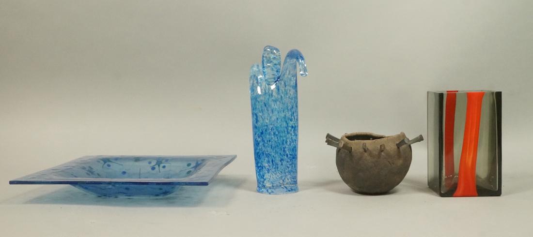 4pc Art Glass & Ceramic Lot Higgins, Vogt, 1)  Hi (1 of 9)