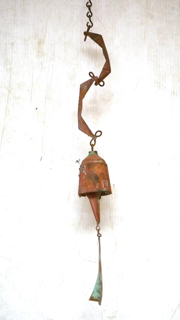 PAOLO SOLERI Cast Bronze Wind Chime Bell. Green a (1 of 4)