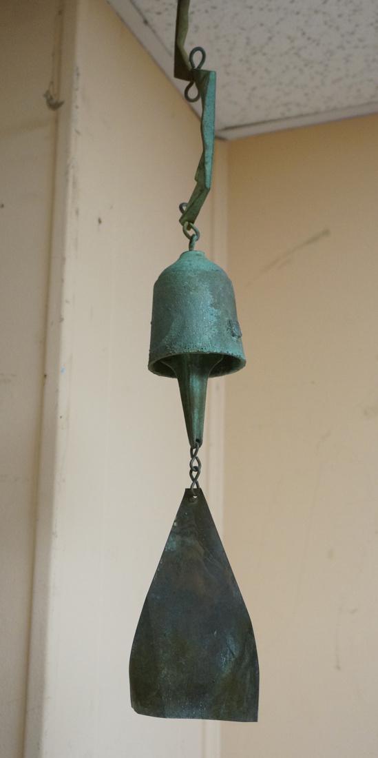 PAOLO SOLERI Cast Bronze Wind Chime Bell. Green a (1 of 5)