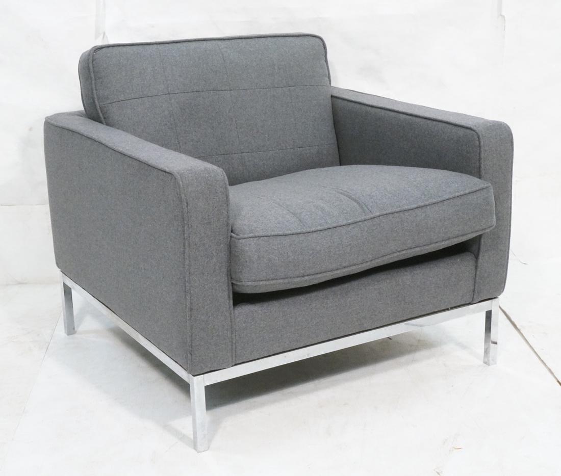 KNOLL Heather Gray Felt Lounge Chair. Square chro (1 of 7)