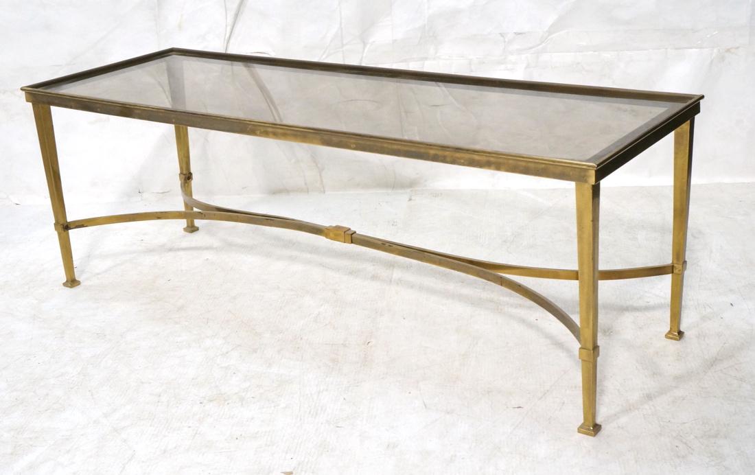 Regency style brass coffee table. Shaped stretche (1 of 7)