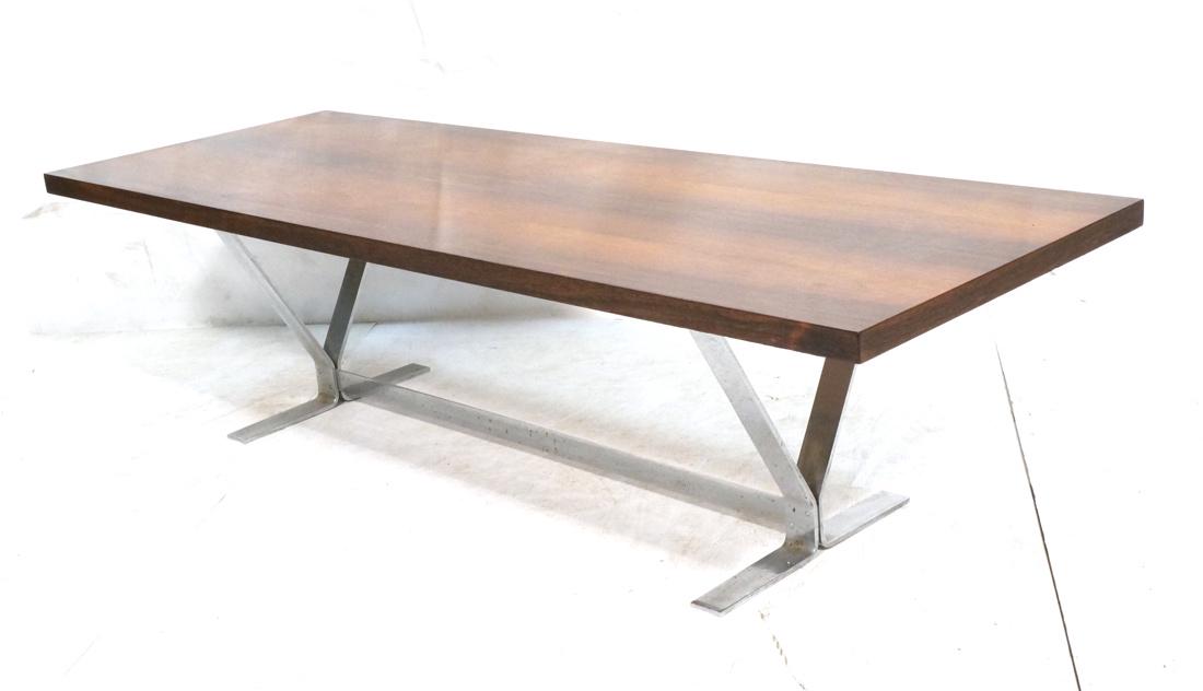 Large Modern Rosewood Coffee Table. Wide Flat Chr (1 of 7)