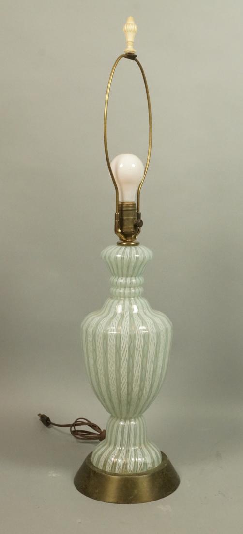 Murano Art Glass Table Lamp. Pale Blue & White la (1 of 6)