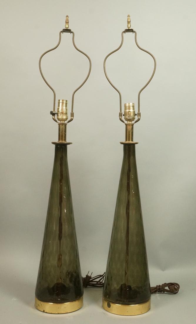 Pr Modernist Smoked Glass Table Lamps. Tapered gl (1 of 10)