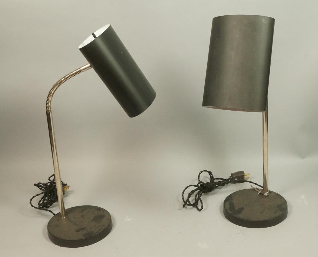 Pr Modernist Table Desk Lamps. Chrome arm with go (1 of 7)