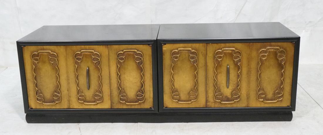 Pr Ebonized Low Cabinets on single skirted base. (1 of 8)