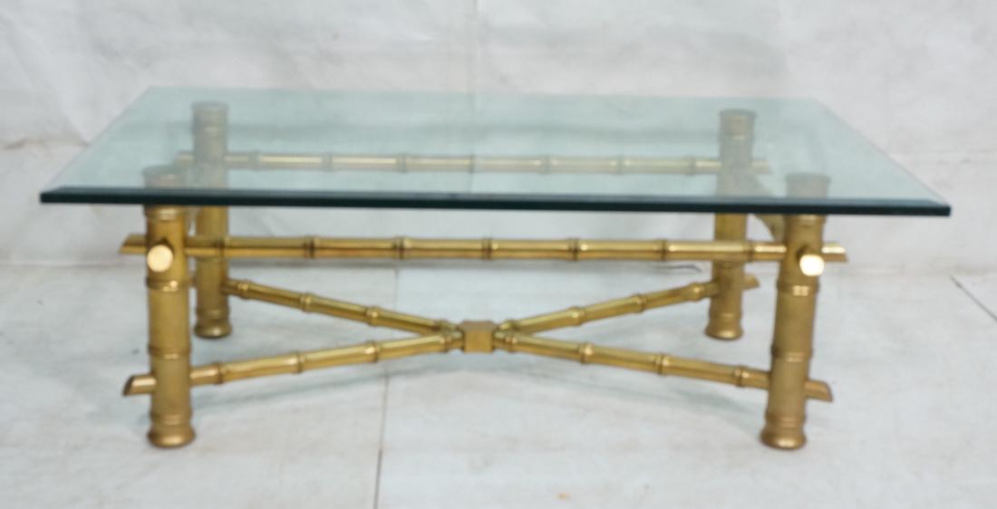 Faux Bamboo Gilt Wood Glass Top Cocktail Table. 3 (1 of 6)